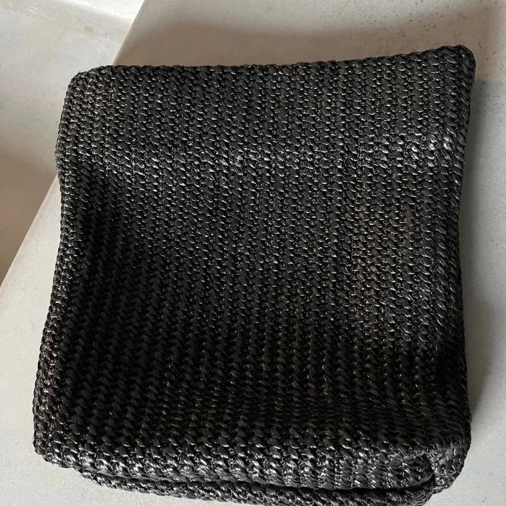 Black Woven Clutch with Gold Button Detail NWT